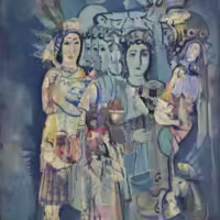 Women and Birds (1982) | 60cm x 80cm | Oil on Canvas | National Museum, Damascus