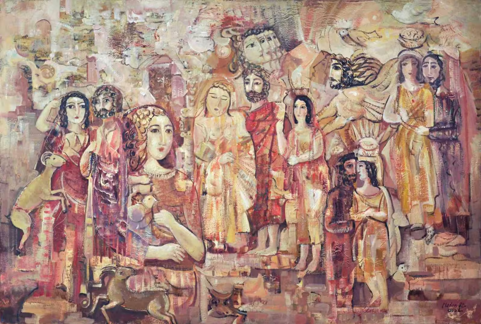 Celebration (1982) | Ancient Palmyra | Oil on Canvas | Public Collections National Museum Damascus